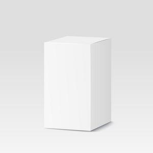 白色的容器, 包装.矢量图空白的垂直纸或纸板盒模板站在白色背景分离.